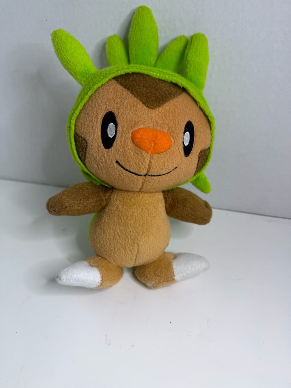 Green-Accented Plush Small Pet Toy - Soft Brown & Green